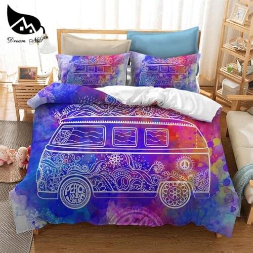 Dream NS 2/3PCS Bedding Set Polyester Cotton Size EU/AU/US/Duvet Cover Peace Car Colorful Bedding Set Home Textiles