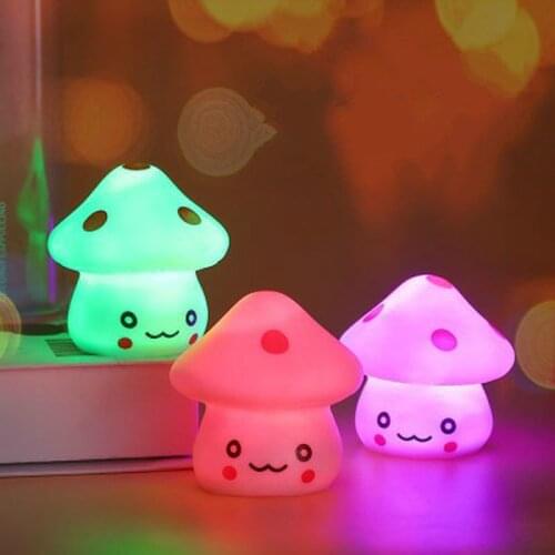 Creative Cartoon Cute Glowing LED Night Light Pink Mushroom Light Bedroom Bedside Decoration Lamp Sleep light Children Toys New