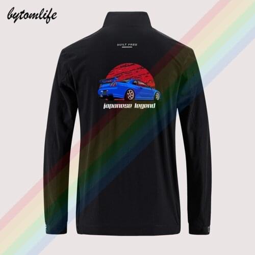 Nissan Skyline GTR R34 Slim Sport Jacket Mens Street Windbreaker Zipper Thin Jacket Casual Back Printing Jacket Asian Size