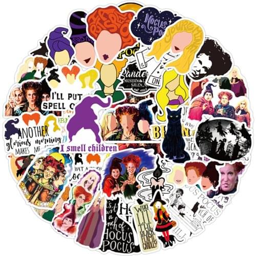 50PCS Halloween Witch Horror Stickers Skateboard Fridge Guitar Laptop Motorcycle Travel Luggage Classic Toy DIY Sticker Decals