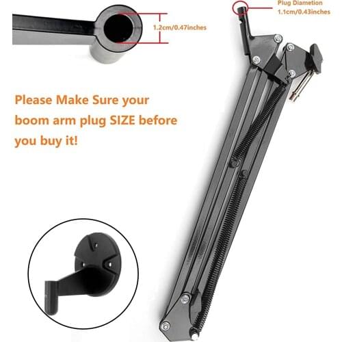 Wall Mount for Boom Arm, Microphone Mobile Phone Stand, with Round Plate, with Attaching Holder