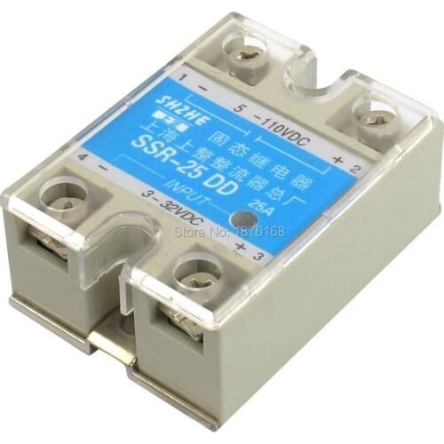 1 pcs Wholesale SSR-25DD Single Phase Solid State Module Relay 25A DC 5-60V good quality SSR-25 DD with Plastic Cover Hot Sale