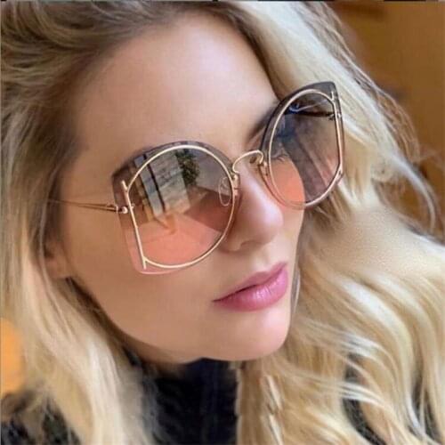 Fake Designer Sunglasses Women Fashion Luxury Brand Rimless Eyewear Clear Personality Big Glasses Mens Shades Oculos