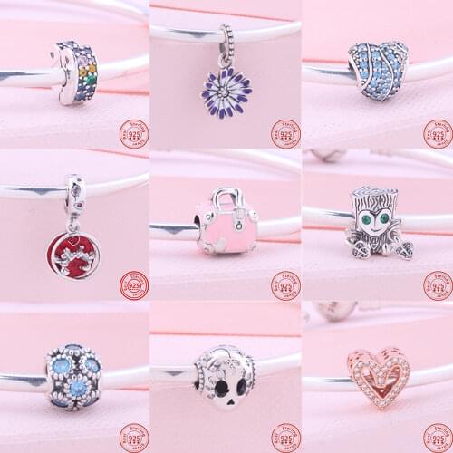 NEW Snowflake Circle Purple Glow-in-the-dark Firefly Dangle Charm Beads Fit Pandora Charms Silver 925 Original Jewerly Bracelet