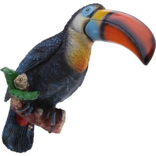 Realistic Big Mouth Toucan Bird Statue Garden Tree Ornament Kids Educational Toy