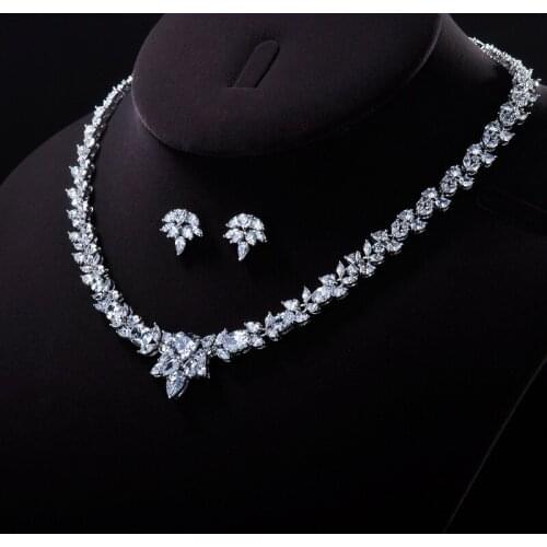 GAOLA2016 Womens Luxury Wedding Jewelry Set Flower SHAPE Necklace&Earrings with AAA CZ Bridal Jewelry Sets GLN0162-4657