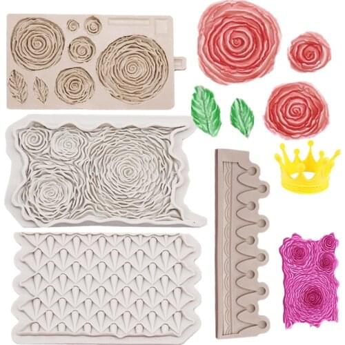 Roses Flowers Leaves Lace Silicone Fondant Molds Baking Cake Decoration Tools Bakery Silicone Molds