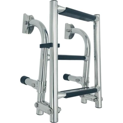 Marine Boat Stainless Steel 3 Step Telescopic Ladder - Folding Ladder for Swim Step Over Platform