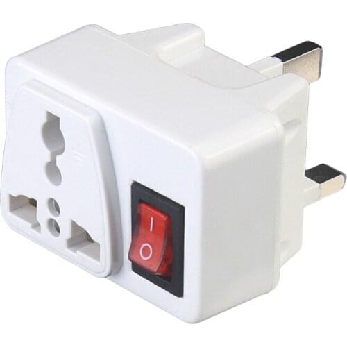 UK Universal Adapter Wall Socket Portable Extension Outlet Converter Plug Socket with On / Off Red Light Power Switch