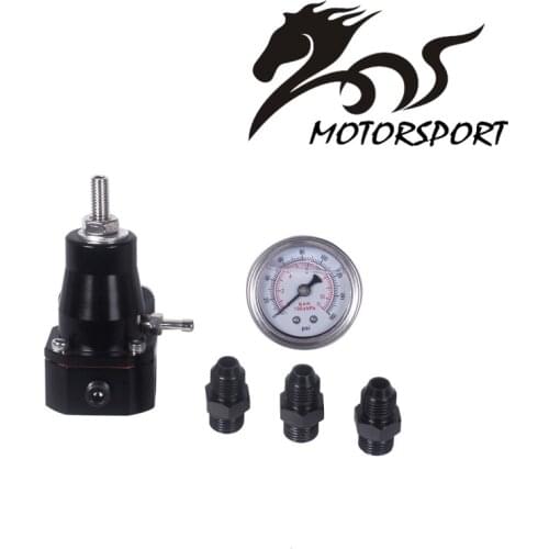 UNIVERSAL FUEL PRESSURE REGULATOR + GAUGE + AN6 FITTING 30-70 PSI black