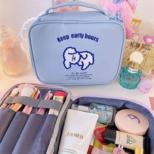 W&G Ins Waterproof Large-capacity Girl Cosmetic Bag with Zipper Korea Cute Portable Travel Cosmetics Wash Storage Bag Organizer