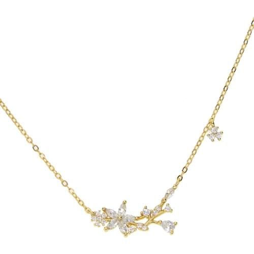 2020 Spring Summer Lovely Flower Tree Cluster Necklaces Fulfill Clear CZ Charm AAA Elegent Jewelry 925 Sterling Silver For Women