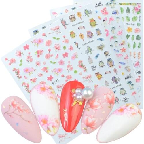 1 Sheet 3D Nail Stickers Embossed Flowers Mixed Pattern Self-adhesive Transfer Decals Nail Art Designs Decor Nail Tips DIY