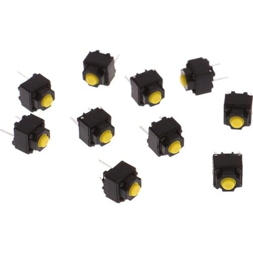 10pcs Mute Button 6*6*7.3mm Silent Switch Wireless Mouse Wired Mouse Button Micro Switch Yellow Push Button Switch