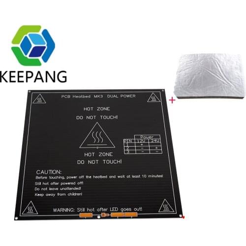 12V MK3 Hotbed 220*220*3mm with Insulation Cotton RepRap i3 RAMPS 1.4 PCB Standard Aluminum Heatbed Hot Plate