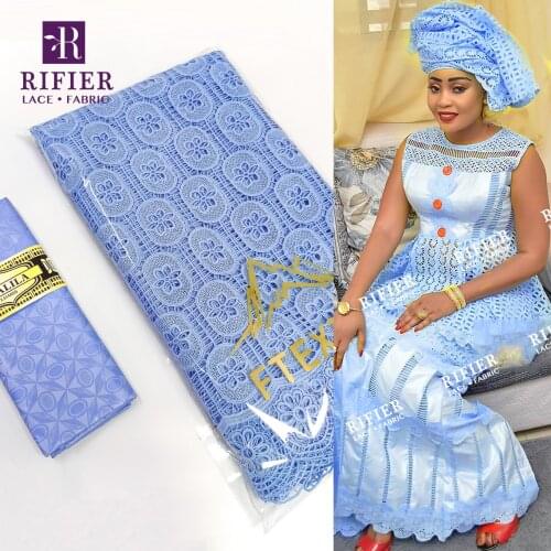 2.5+2.5 Yards Swiss Voile Lace Fabric With African Bazin Riche Gextczer For Women Sewing Clothing Guipure Dry Lace Fabric