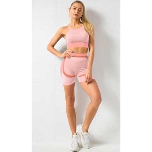 2020 Seamless Yoga Set 2 Pcs Fitness Sports Suits Bra+Leggings Yoga Shorts Women Gym Cothing High Waist Workout Clothes
