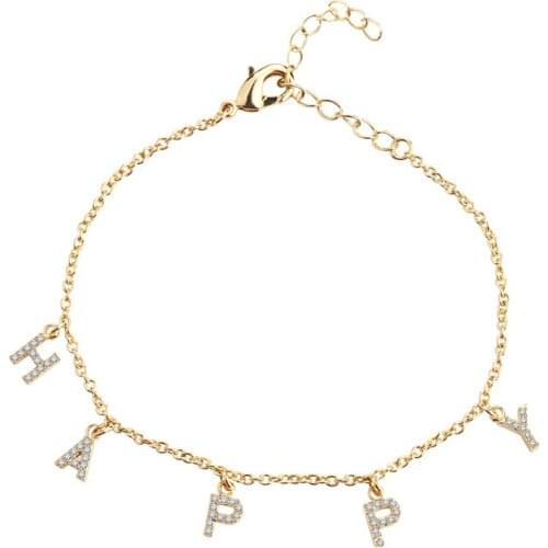 3UMeter crysta Baby Bracelet Custom Name Bracelet Personalized 26 letter Bracelet CZ Gold Pendent Anklet for Gift