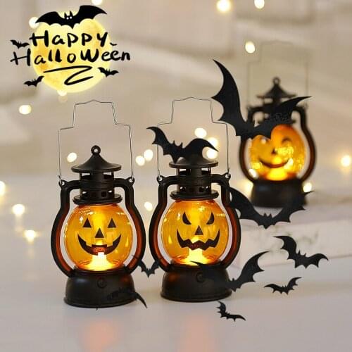 3Pcs/Set Halloween Pumpkin Skeleton Oil Lamp LED Skull Head Atmosphere Pony Lantern Creative Festivals Party Bar Decoration Prop