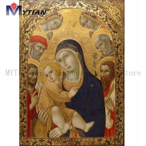 Ansano di Pietro di Mencio Work Diamond Painting"Madonna and Child with Saints" Diamond Embroidery Cross Stitch Kit Wall Sticker