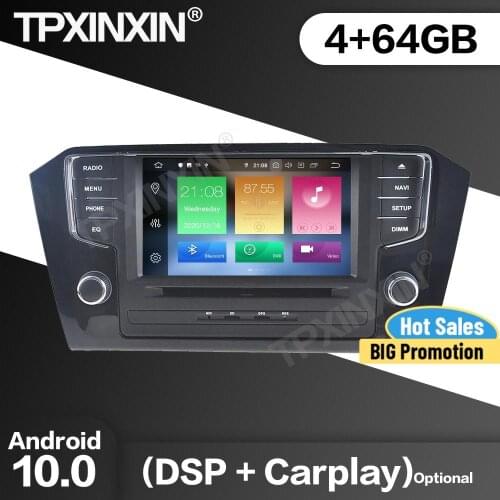 64G Car Radio 2 Din Stereo Receiver Android10.0 For VW PASSAT 2015 2016 2017 2018 GPS NAVI Multimedia Player Recorder Head Unit