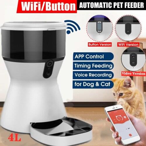 [Video/Button/Wiff] 4LAutomatic Pet Cat Feeder Smart Dog Food Dispenser Remote Control APP Timer For Puppy Dogs Cats Bowl Kitten