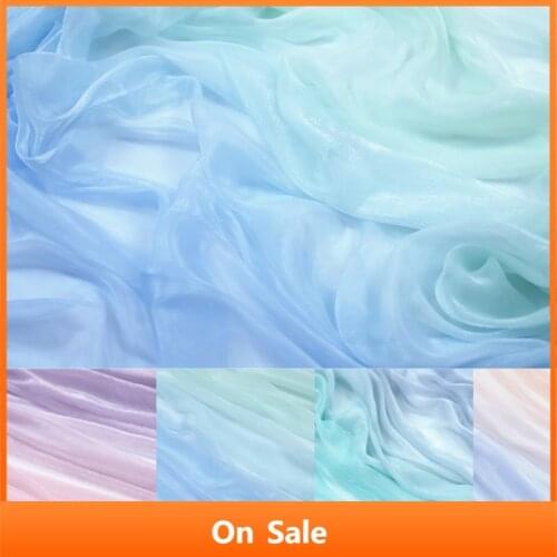 Ombre Shiny Chiffon Soft Crepe Thin Cosplay Fabric Dancing Dress
