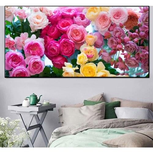 Large rose flower diamond embroidery 5d diy Handmade diamond painting full square round drill 3d puzzle mosaic needlework gift
