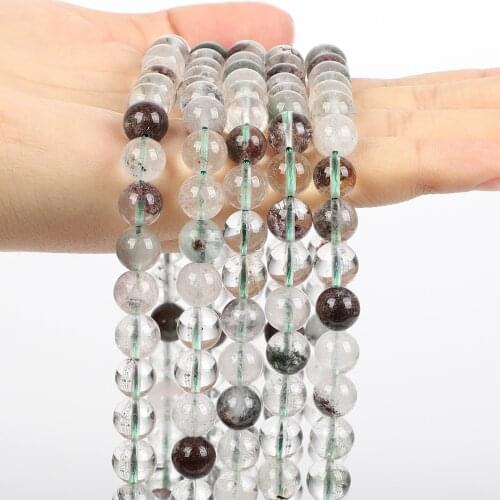 Natural Stone Beads Green Ghost Stone Crystal Round Loose Spacer Bead For Jewelry Making DIY Bracelet Charm Accessories 6/8/10MM