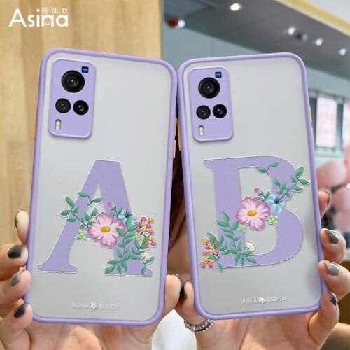 ASINA Transparent Case For VIVO X50 60 Pro Initial Letter Hard PC Cover Bumper For Vivo S1 Pro Y17 V17 Alphabet
