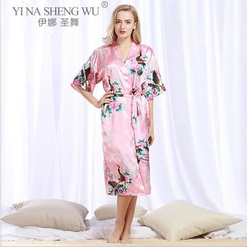 Women Robes for Brides Wedding Robe Sleepwear Pijama Casual Bathrobe Animal Rayon Long Nightgown Women Japanese Kimono Home Wear
