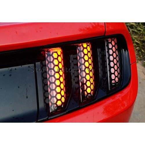 Tail Light Film Trim Lamp Cover Paste Honeycomb Molding Trim A Set For Ford Mustang 2015 2016 2017