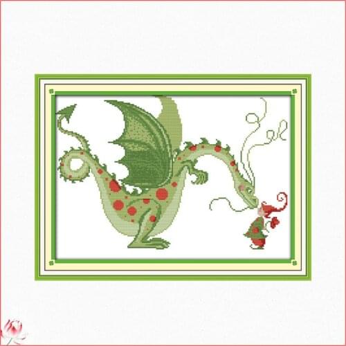 Dinosaurs And Elve Chinese Cross Stitch Kits Ecological Cotton Stamped Printed 14 11CT DIY Easy to Use Home Decoration Crafts