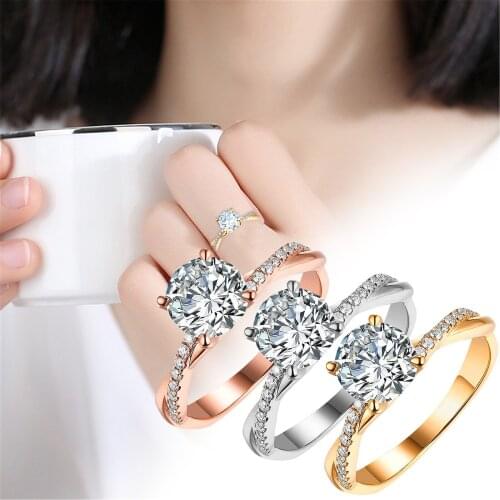 Rings For Women Square Four Prong Cubic Zirconia Rings Silver Plated Couple Wedding Rings Gift For Girlfriend Fashion Jewelle