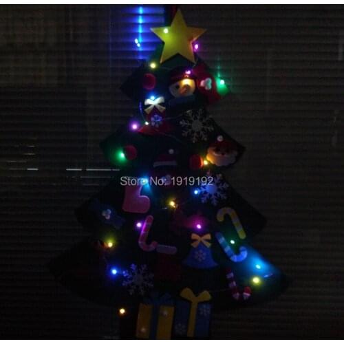 Creative Glowing Felt Christmas Trees Decoration New Year Gifts Kids Toys Glowing LED Strip Wall Hanging Christmas for DIY Chris