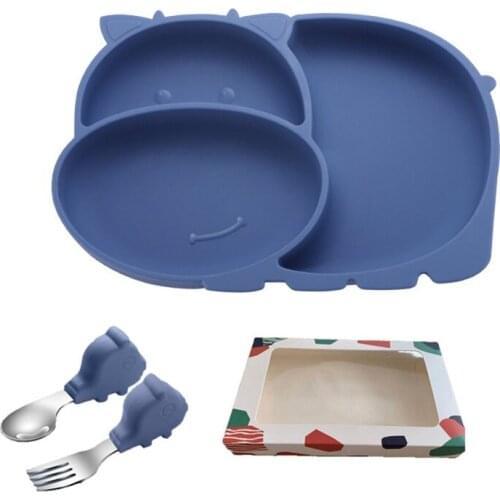 HOT Childrens Silicone Dinner Plate Baby Eating Training Supplementary Food Bowl Silicone Bowl And Spoon Set