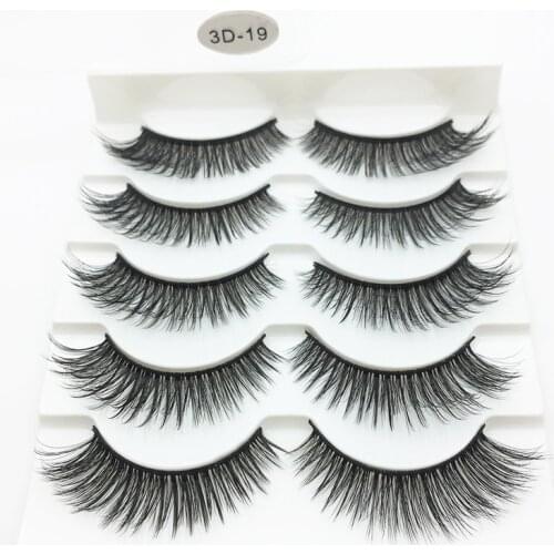 LTWEGO 5 pairs faux 3d mink lashes fluffy wispy false eyelashes natural long eyelash extension makeup handmade fake lash 3D-19