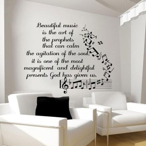 Music Wall Decal Quote God Give Us Present Home Decor Musician Notation Vinyl Sticker Bedroom Living Room Decoration Note