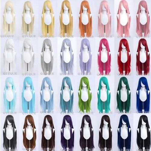 48 Colors High Quality 100cm Long Staight Solid Color Cosplay Wigs Anime Heat Resistant Hair Synthetic Cosplay Wig + Wig Cap