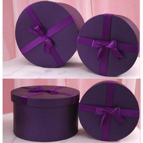 DIY Gift Box 25x15cm Pure Color Round Paper Cardboard Box Valentines Day Wedding Party Home Decoration Favors Present