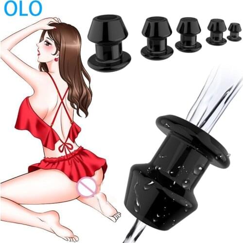 Hollow Anal Plug 5 Sizes Butt Plug Anal Dilator Enema Soft Speculum Prostate Massager Sex Toys For Woman Men Gay Adult Products