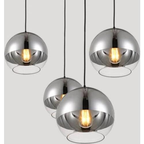 Plating space glass ball Nordic post-modern restaurant chandelier simple bedroom bar creative light led lighting fixture led