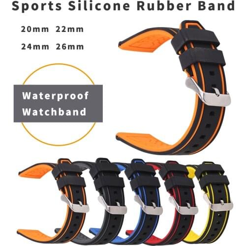 BEAFIRY Watch Band 20mm 22mm 24mm Silicone Rubber Strap Watchband for huawei samsung Men Women Black Orange Blue Waterproof