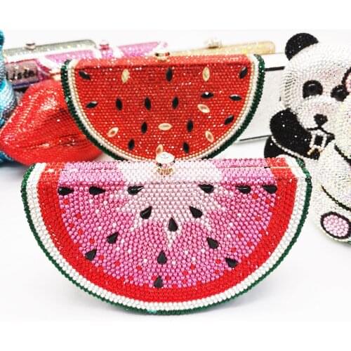 Luxury Out Crystal Evening Bag tote Clutch Bag wedding Party Purse Wholesale Watermelon shaped bridal bag 88444