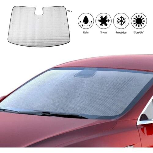 Windshield Sunshade For Tesla Model 3, Foldable Uv Ray Reflector Auto Front Window Sun Shade Visor Shield Cover, Keeps Vehicle