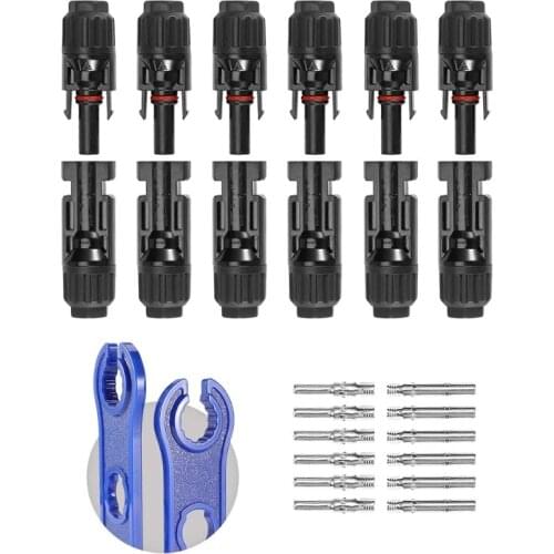 50LB 12 Pcs Solar Connectors with Spanners Solar Panel Cable Connectors 6 Pairs Male/Female Waterproof Connector Home Gardening