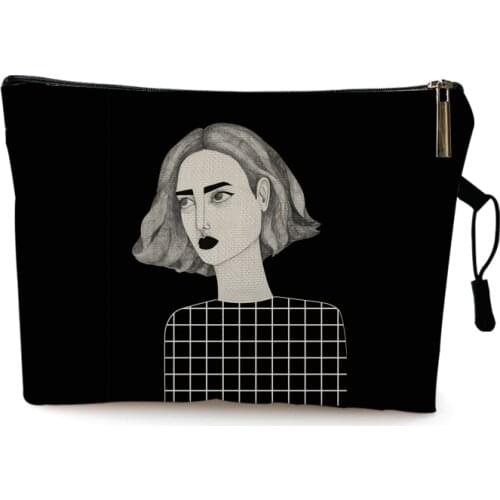 Modern Women Art Print Makeup Bag Organizer Boxes Women Ladies Portable Cosmetic Bags Cute Purses Travel Toiletries Pouch Gift