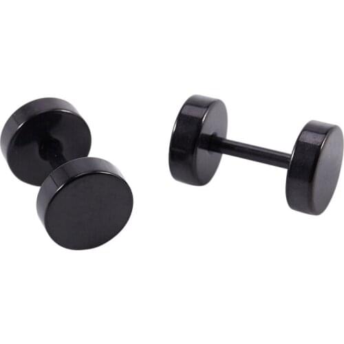 Earrings Steel False Spreader Black 6mm