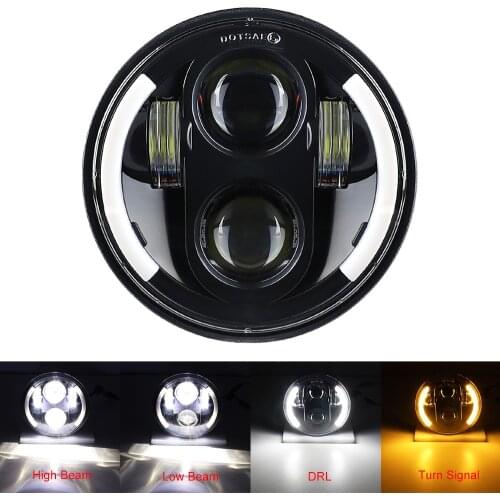 5.75 inch LED Headlight Projector 5 3/4" Lamp Halo Ring Motorcycle High Low Beam DRL Turn Signal for Sportster Dyna Iron 883