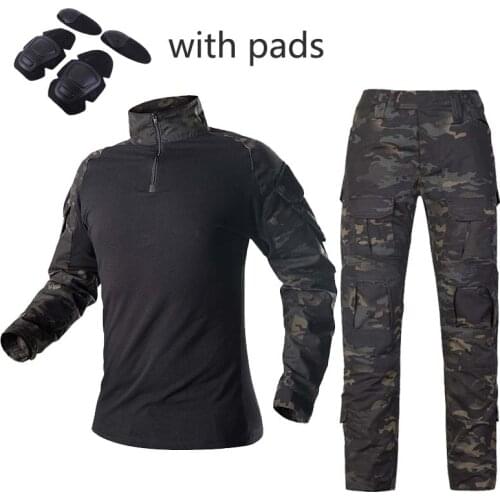 Tactical Uniforms Men Camouflage Military Clothing Sets Army Suit Airsoft Paintball Multicam Cargo Pant Combat Shirt with Pads